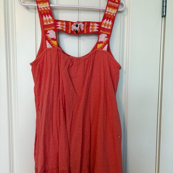 Anthropologie Tunic Mini Dress Womens Med Orange Sleeveless Embroidered - Picture 4 of 6